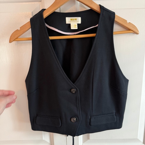 Anthropologie Maeve Black Cropped Vest, Size 8 - Picture 2 of 8